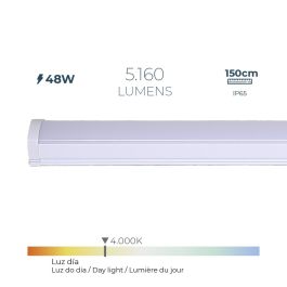 Regleta led 48 W 4.000 k luz día 5.160 lm 150 x 4,6 x 5,1cm