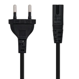 Nanocable 10.22.0402 Cable Alimentación Tipo Philip Forma 8 Macho/Hembra Negro 1.5m