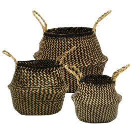 Home Deco Factory Juego De 3 Cestas Thai De Junco Bicolor Con Asas Grande: D.38 Cm; Mediana: D.32 Cm; Pequeña: D.20 Cm Precio: 41.7899999. SKU: B1DVWT3ZED