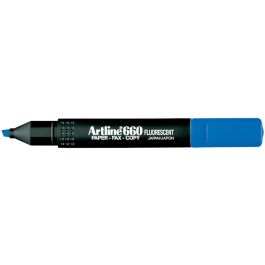 Rotulador Artline Fluorescente Ek-660 Azul Punta Biselada 12 unidades