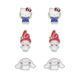 Hello Kitty: Set 3 Pares de Pendientes Hello Kitty and Friends - Plata con Cinnamoroll y My Melody