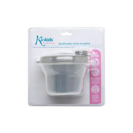 KioKids Dosificador de Leche en Polvo 3 Compartimentos Semitransparentes Bebé +0 Meses para Biberón Snacks Chupete Gris Esterilizable Lavavajillas