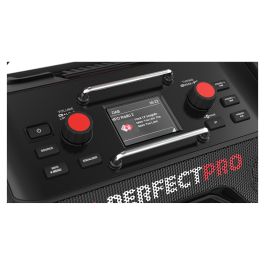 PerfectPro ROCKTAGON Radio de obra digital 30W DAB+ FM Bluetooth 5.2 IP65, 4 altavoces, compatible baterías 18V Bosch Makita DeWalt Milwaukee, USB, Negro/Rojo