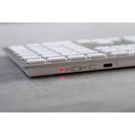 Cherry KW 9100 SLIM Teclado Inalámbrico y Alámbrico USB + Bluetooth QWERTZ DE con Diseño Mac Plata Ultradelgado