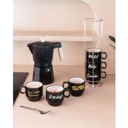 ERIK Set 6 Tazas Friends Porcelana 150ml con Expositor – Aptas Lavavajillas y Microondas