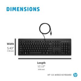 HP 125 Teclado con Cable USB Layout Internacional Ergonómico para Productividad Diaria