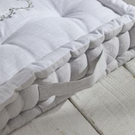 Today TOD1700239379098 Cojín de suelo HOY CHARME, Slub Chambray con Bordado Constance, 40x40x10 cm