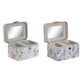 DKD Home Decor Joyero Tradicional Lila Blanco de PU y Espejo con Bandeja, Acabado Satinado, 12 x 10 x 17 cm (2 Unidades) DKD Home Decor Joyero Tradicional Lila Blanco de PU y Espejo con Bandeja, Acabado Satinado, 12 x 10 x 17 cm (2 Unidades)