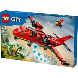 LEGO 60413 Avión de Rescate de Bomberos City con Función de Lanzamiento de Agua, 3 Minifiguras y Escena de Fuego - Juguete Infantil