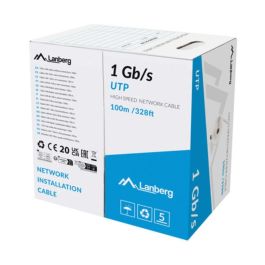 Lanberg 1 grb S Bobina Cable de Red Ethernet U/UTP 100 Metros 1000 Mbps 250 MHz AWG 23 CCA Gris