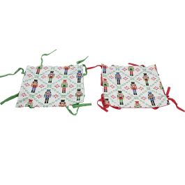 DKD Home Decor Cesta Navidad Moderna Cascanueces Algodón Rojo Verde Blanco Beige 30x30x8 cm (2 Unidades)