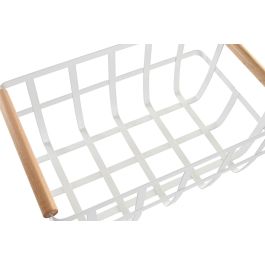 DKD Home Decor Yamazaki 22 Cesta de Almacenaje Basicos Blanco Natural, Fabricada en Metal y Madera de Pino, Medidas 22x15.5x36 cm