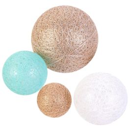 Home Deco Factory Guirnalda Luz 10 Led Azul/Beig, Decoración de Ambiente con Bolas, 192cm