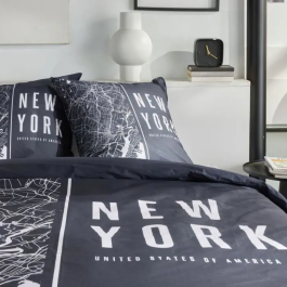 Today TOD3574641268619 Juego de Cama para 2 Personas 240x220 cm Algodón Estampado New York Negro