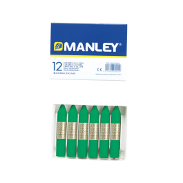 Manley Lápices de cera unicolor verde natural n.21 caja de 12 unidades