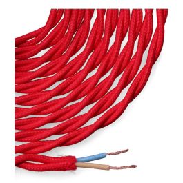 Edm Cable Textil Trenzado H03VV-F 2 x 0,75 mm² Rojo, 5 m