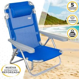 Silla Plegable con Reposacabezas Aktive Gomera Azul 48 x 84 x 46 cm (2 Unidades)