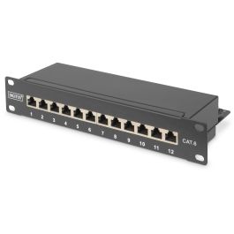 Digitus Patch Panel 1U 12 Puertos Cat6 Clase E Apantallado RJ-45 Negro para Montaje en Rack