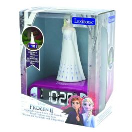 Lexibook Radio Despertador Frozen 2 Elsa: Luz Nocturna Iluminada, Sonidos y Alarmas Temáticas, Pantalla LCD