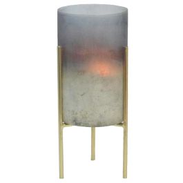 DKD Home Decor Portavela Moderno Bicolor Dorado Cristal y Metal 13 x 41 x 13 cm