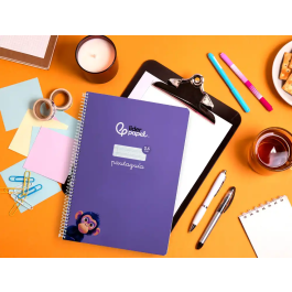 Liderpapel Cuaderno Espiral A4 Tapa Blanda 80 Hojas Cuadro Pautado 2,5mm Lila