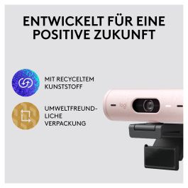 Logitech Webcam Brio 500 Rosa Full HD 1080p 4MP 90° con Clip de Montaje Universal USB-C Plug and Play Rightlight 4 HDR