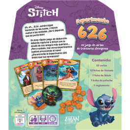 Disney Stitch Experimento 626 Juego de Cartas de Deducción para Niños y Familia 2-6 Jugadores, Edad 8+