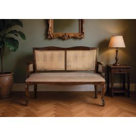 Giner y Colomer Banco de Sofá 2 Plazas Madera de Acacia Nogal Beige