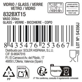 La Mediterranea Vaso Festo Claro 350 ml Ø8.3x9.1 cm (36 Unidades)