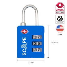 Scape Travel Pack 2 Candados TSA con combinación (azul, rojo)