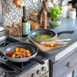 Livoo MEN124GR Juego de 2 Sartenes de Cocina Efecto Piedra Color Gris