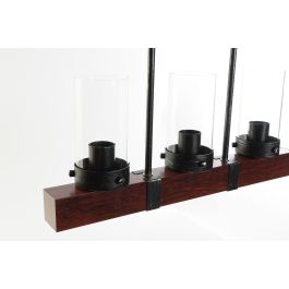 DKD Home Decor Lámpara Techo Loft Marrón Negro Aluminio Cristal 3 Bombillas E27 50x20x11 cm