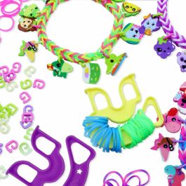 Bandai BAN1738045210754 Rainbow Loom Mini Combo Set Loomi Pals - Caja para hacer pulseras con 2100 elásticos y 60 charms