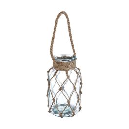 Atmosphera Portavelas con cuerda de rafia, yute y cristal, 26x15.5cm Atmosphera Portavelas con cuerda de rafia, yute y cristal, 26x15.5cm Precio: 11.79000042. SKU: S7908580