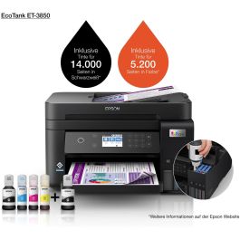 Epson ET-3850 Impresora Multifunción EcoTank 3 en 1, A4, Wi-Fi, ADF, Duplex, Inyección de Tinta, Color, 4800 x 1200 DPI