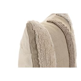 DKD Home Decor Cojín Boho de Algodón Beige 45x45 cm - Pack de 2 Unidades Hecho a Mano con Cremallera