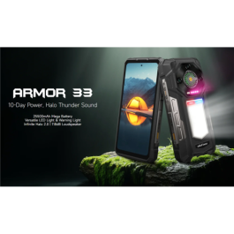 Ulefone Armor 33 ULEAR33B Smartphone Android 15, 12 GB RAM, 512 GB, 50MP+64MP+50MP, 25.500 mAh Batería, AMOLED 6.95", Negro