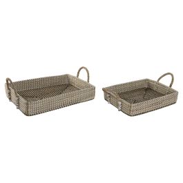 DKD Home Decor Bandeja Decoracion Set de 2, Marron Claro Natural, Seagrass/Pu, 32 x 16 x 41 cm Precio: 35.50000003. SKU: B1JTP7JYTK
