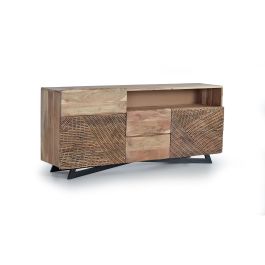 GINER Y COLOMER Aparador Acacia Madera y Metal Natural Negro 2 Puertas 3 Cajones