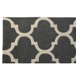 DKD Home Decor Alfombra Árabe Étnica Gris Crema 100% Poliéster 180x120 cm 1800 gsm