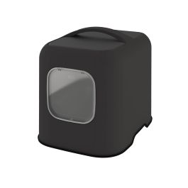 Biala Arenero para Gatos Ecológico Plástico Reciclado Filtro Carbón Anti-Olor Puerta Magnética Cierre Rápido Pala Incluida Negro