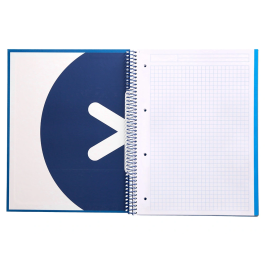Antartik Cuaderno espiral A4 micro forrado 120 hojas 90gr cuadro 5mm 5 bandas azul marino