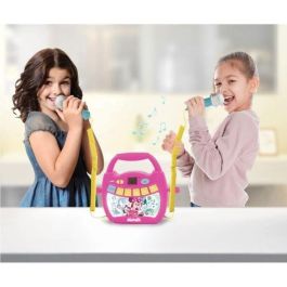 Minnie Mouse - Altavoz Karaoke Infantil Portátil Bluetooth con 2 Micrófonos, Efectos de Luz y Batería Recargable USB-C