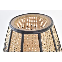 DKD Home Decor Lámpara Sobremesa Tropical Ratán y Metal Marron Negro 37 x 47 x 37 cm