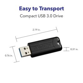 VERBATIM PENDRIVE PINSTRIPE 32GB HIGH SPEED RETRACTIL USB 3.2 NEGRO