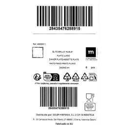 La Mediterranea Plato Llano 24 x 24 cm Albus Elite Brillo (6 Unidades)