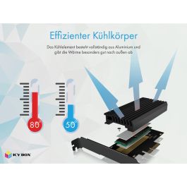 ICY BOX IB-PCI214M2-HSL Tarjeta PCI Express (x4) a 1x M.2 NVMe 2280/2260/2242 con disipador de calor PCIe 4.0 Negro
