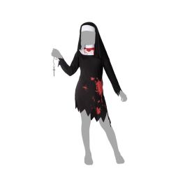 Disfraz Monja Sangrienta Poseída Infantil Niña 10-12 Años Halloween - Vestido Negro y Blanco, Velo y Manchas de Sangre Disfraz Monja Sangrienta Poseída Infantil Niña 10-12 Años Halloween - Vestido Negro y Blanco, Velo y Manchas de Sangre
