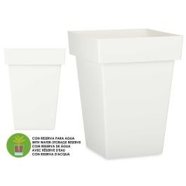 Maceta Cuadrada Blanca Con Reserva Agua 40Cm Ibergarden (6 Unidades)
