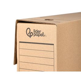 Caja Archivo Definitivo Liderpapel Folio Prolongado Carton Reciclado 325 gr-M2 Lomo 116 mm Kraft 388x116x275 mm